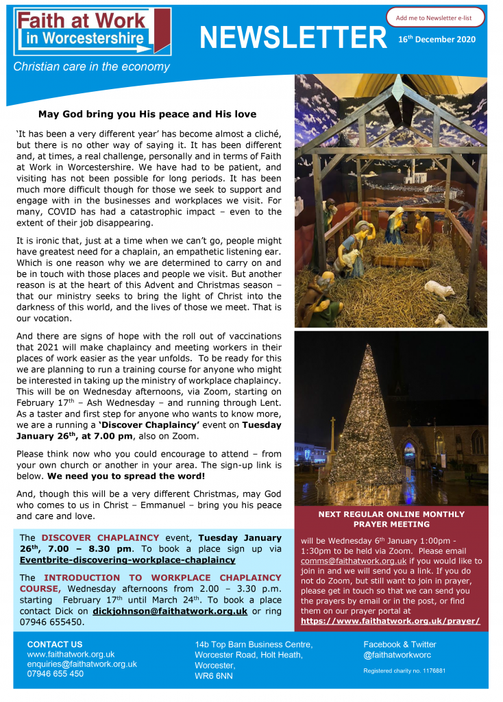 FWW Newsletter 16-12-2020